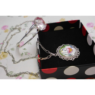 Obake No Q-Taro Q太郎 anime Cabochon Necklace and Bracelet Set